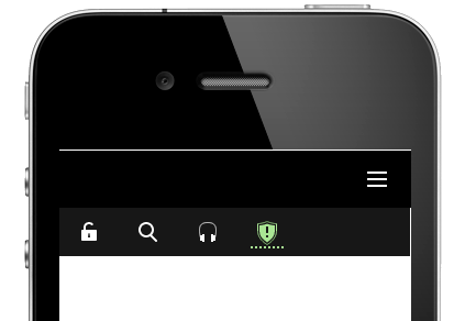 A disclosure button, top right, that opens a layout with four icon buttons